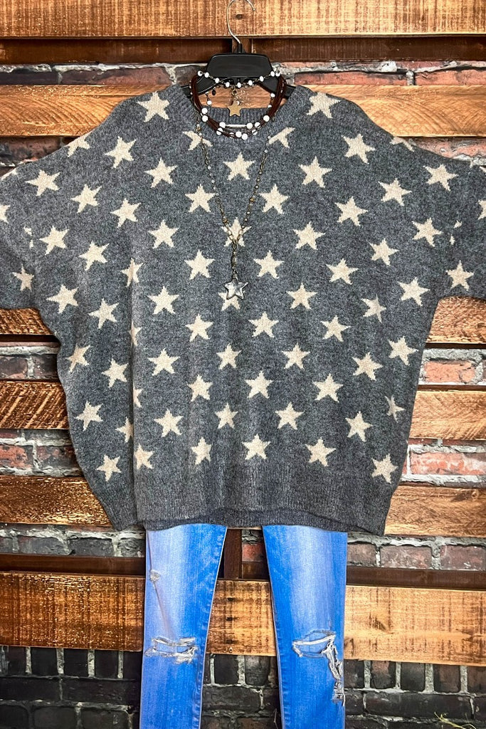 STARS IN THE SKY TONIGHT OVERSIZED PULLOVER SWEATER IN GRAY