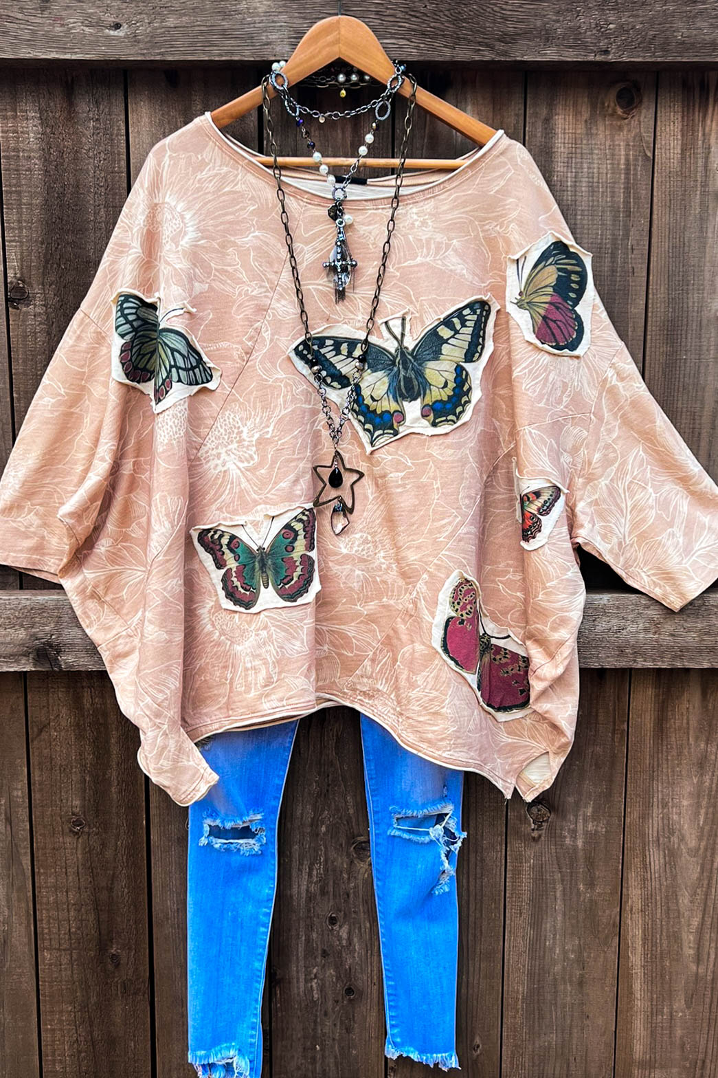 Butterfly Patchwork 100% Cotton Tunic Oversized - Made in USA