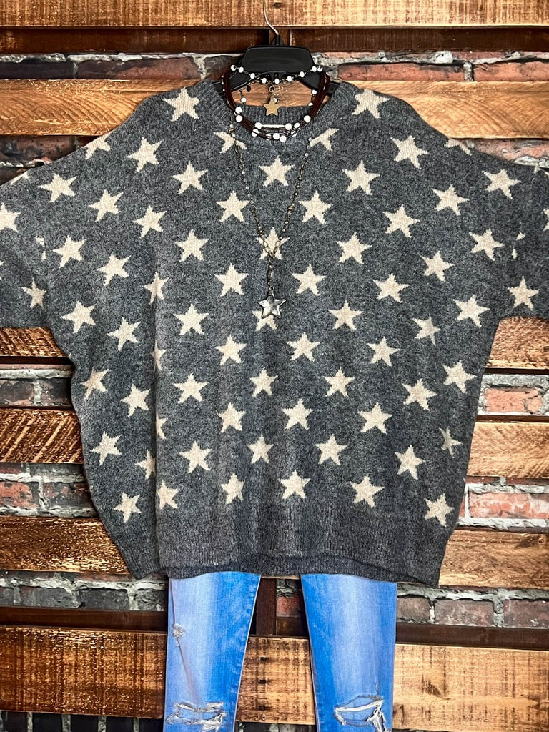 STARS IN THE SKY TONIGHT OVERSIZED PULLOVER SWEATER IN GRAY