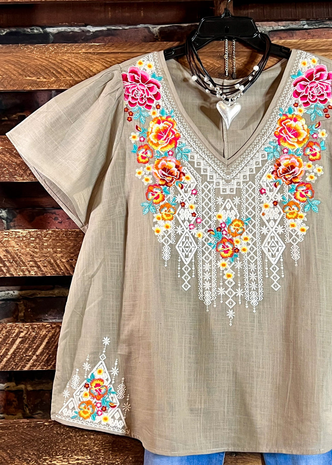 100% Cotton Embroidered Top Natural Color -------- Sale
