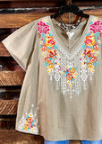 Love's High Hopes 100% Cotton Embroidered Top Natural Color