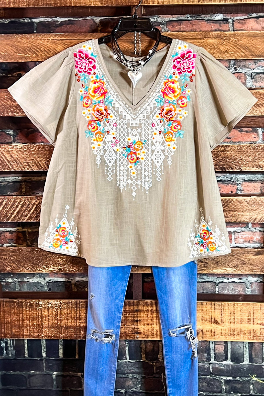 100% Cotton Embroidered Top Natural Color -------- Sale