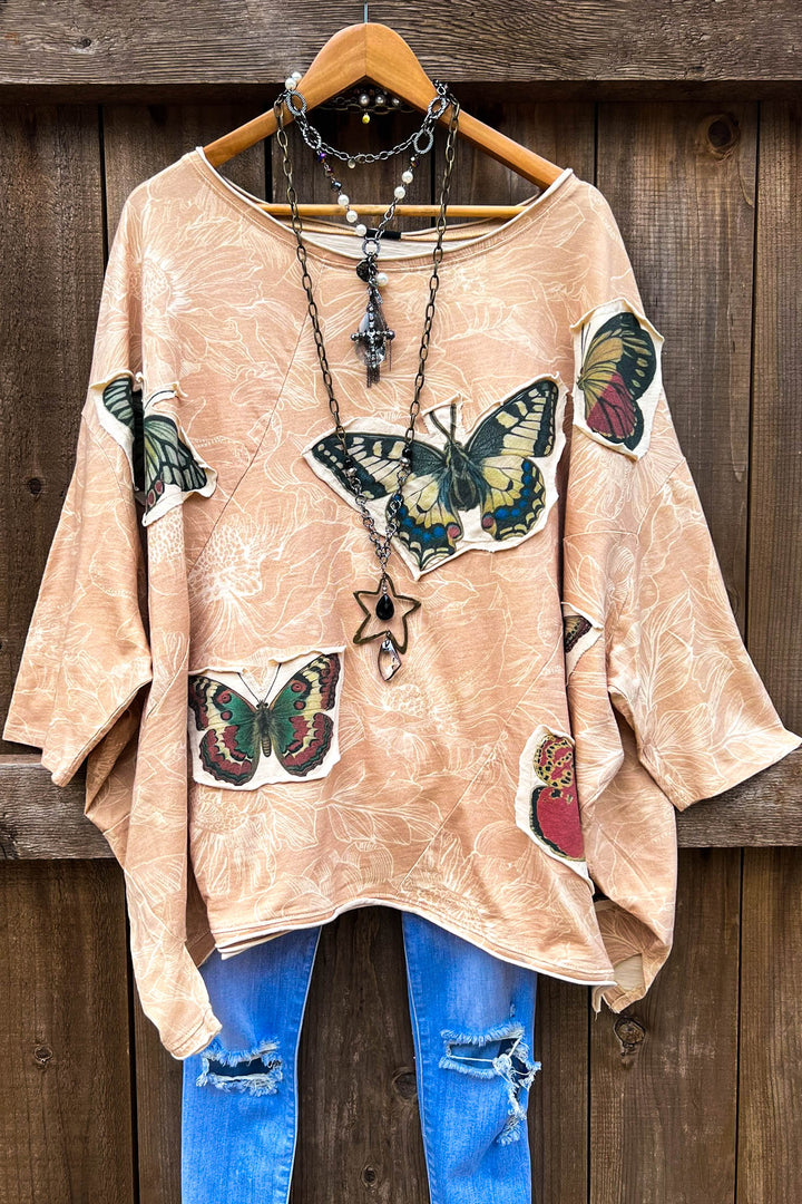 Butterfly Patchwork 100% Cotton Tunic Oversized - Made in USA