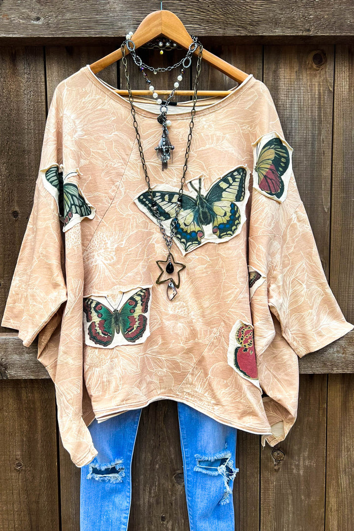 Butterfly Patchwork 100% Cotton Tunic Oversized - Made in USA