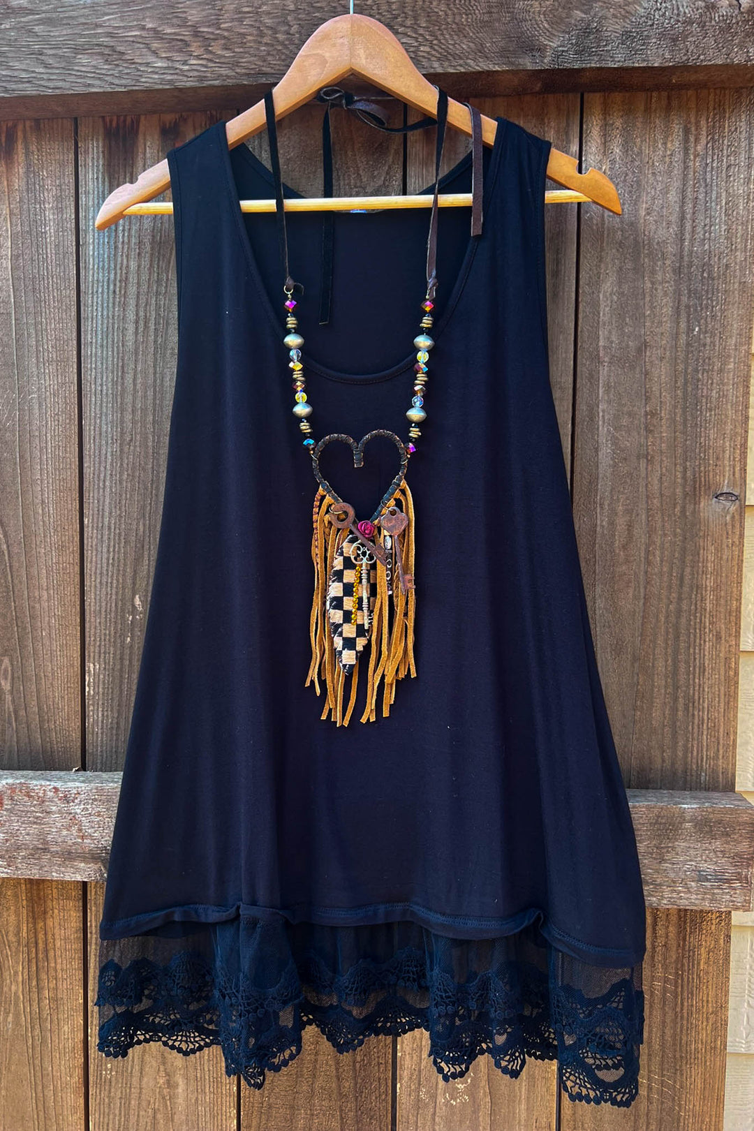 SWEETER THAN HONEY LACE SLIP DRESS EXTENDER TOP CAMI IN BLACK