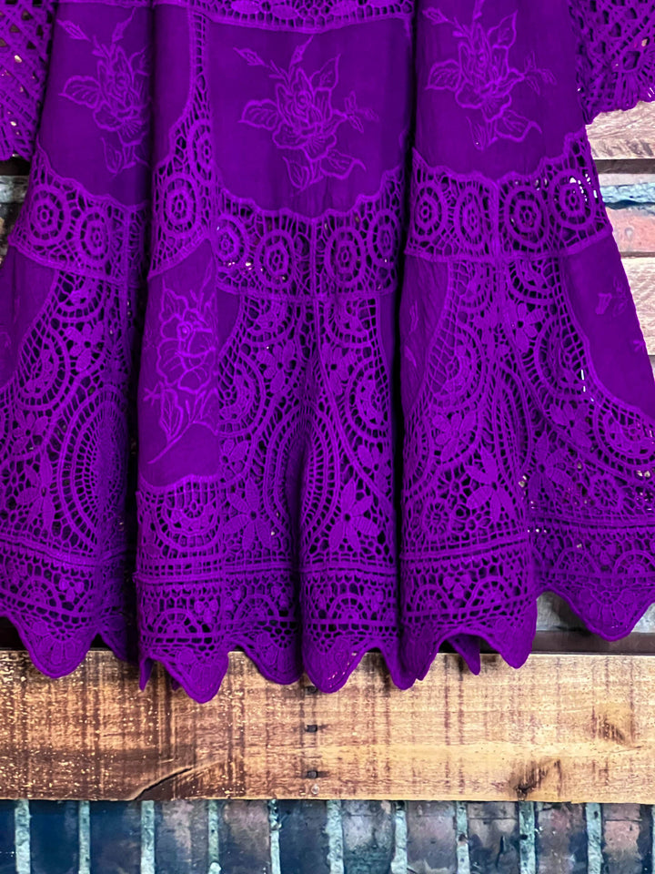 Love Me Like You Do 100% Cotton Boho-Vintage Tunic in Purple