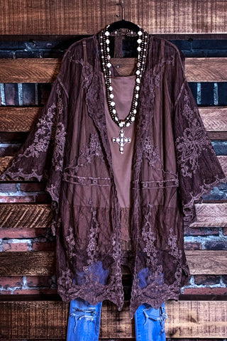 Le Bohemian Heart & Soul Oversized Maxi Kimono in Brown