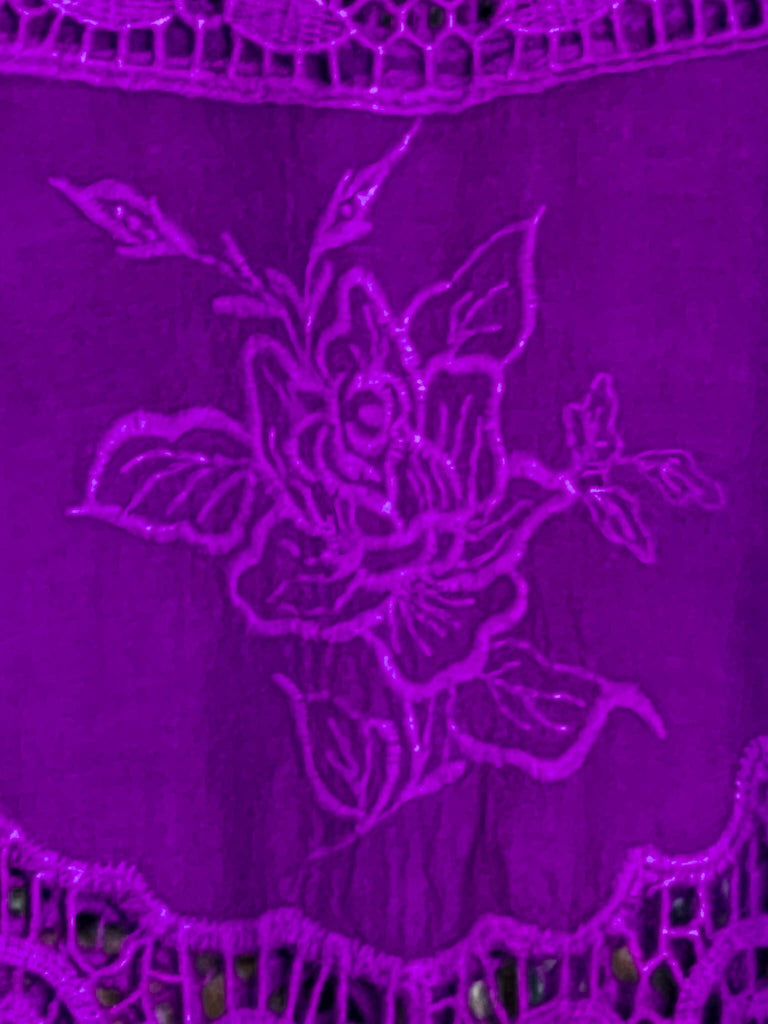 A FAIRYTALE PRETTY 100% COTTON CROCHET LACE TUNIC IN PURPLE