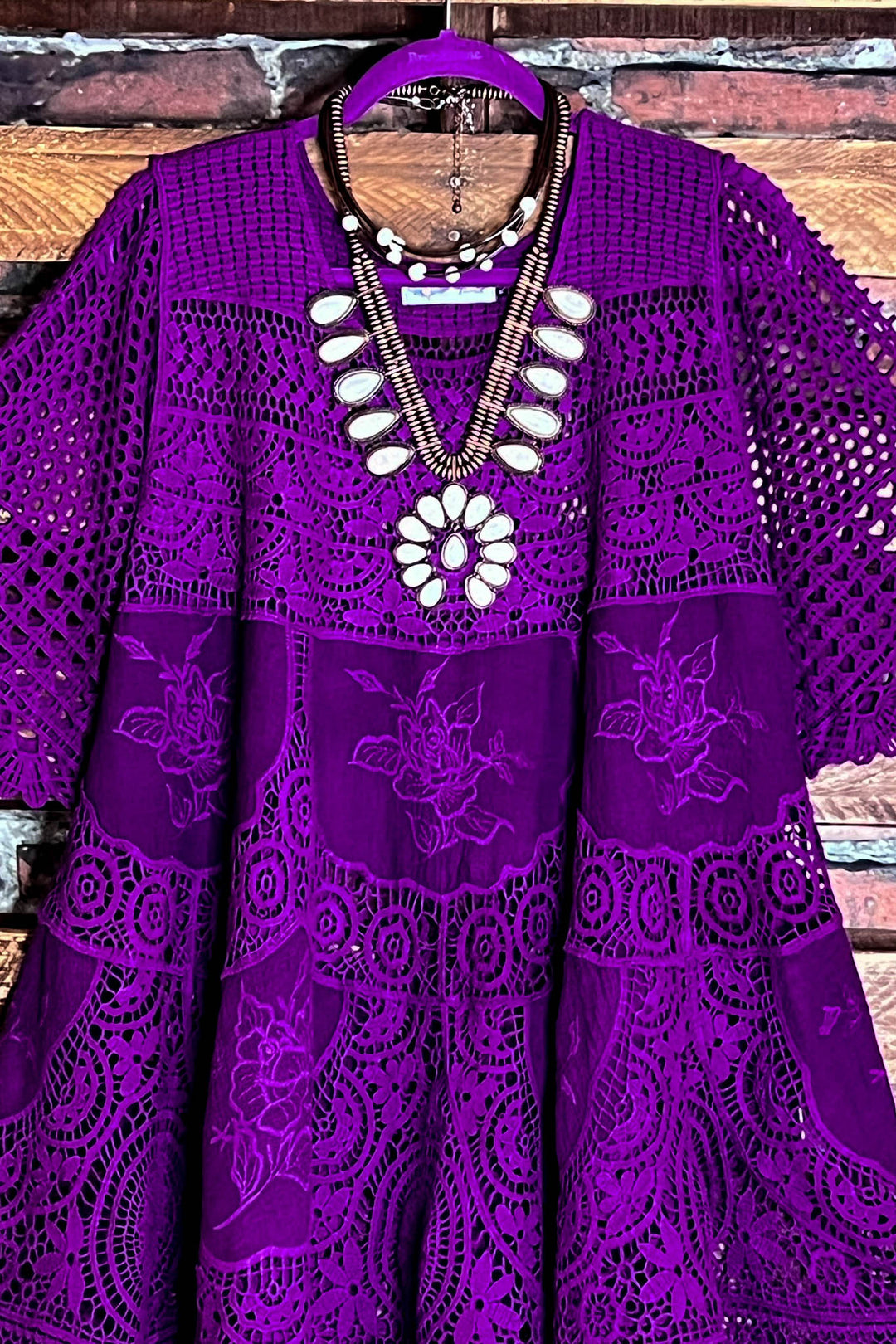 Love Me Like You Do 100% Cotton Boho-Vintage Tunic in Purple