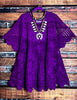 A FAIRYTALE PRETTY 100% COTTON CROCHET LACE TUNIC IN PURPLE