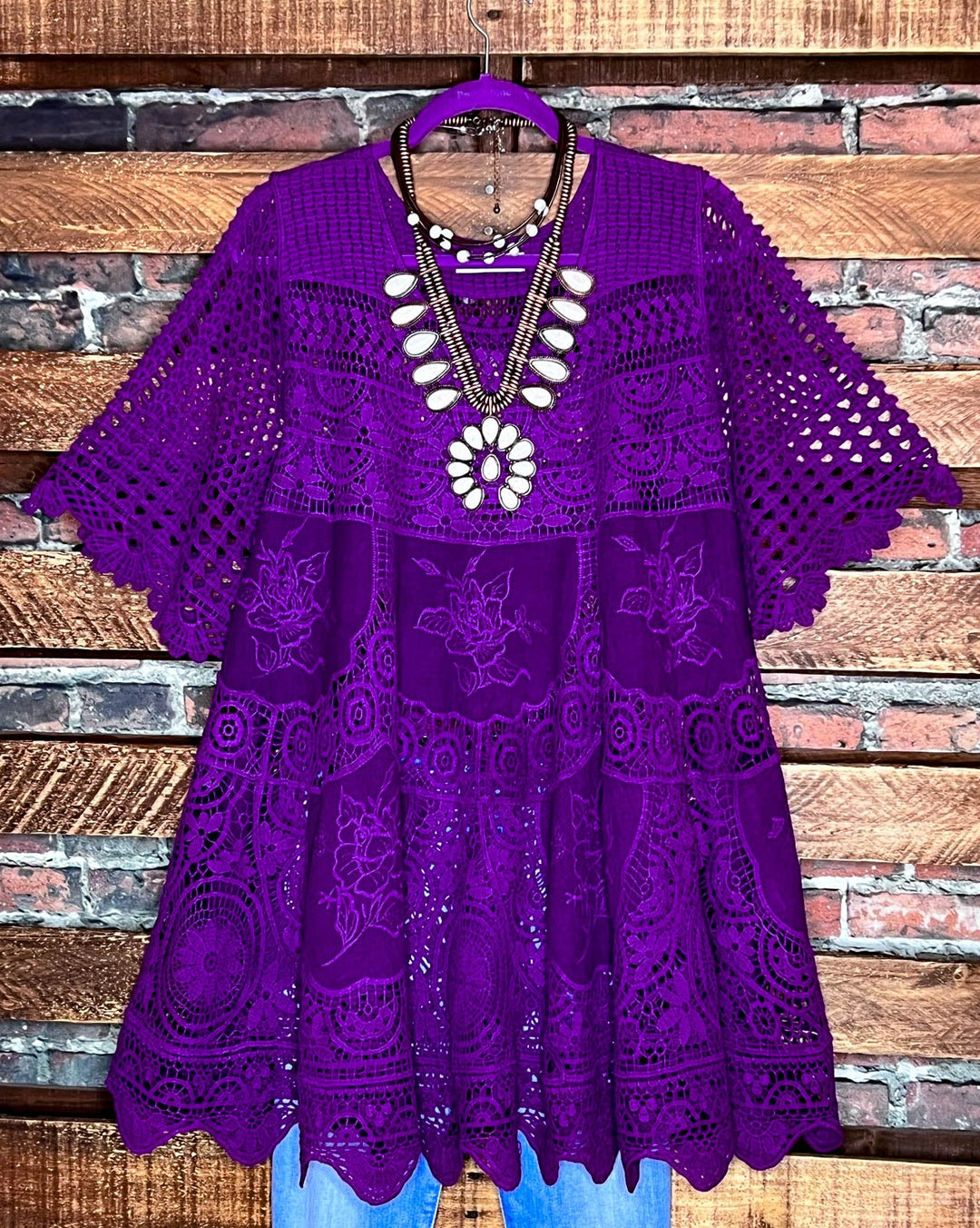 Love Me Like You Do 100% Cotton Boho-Vintage Tunic in Purple
