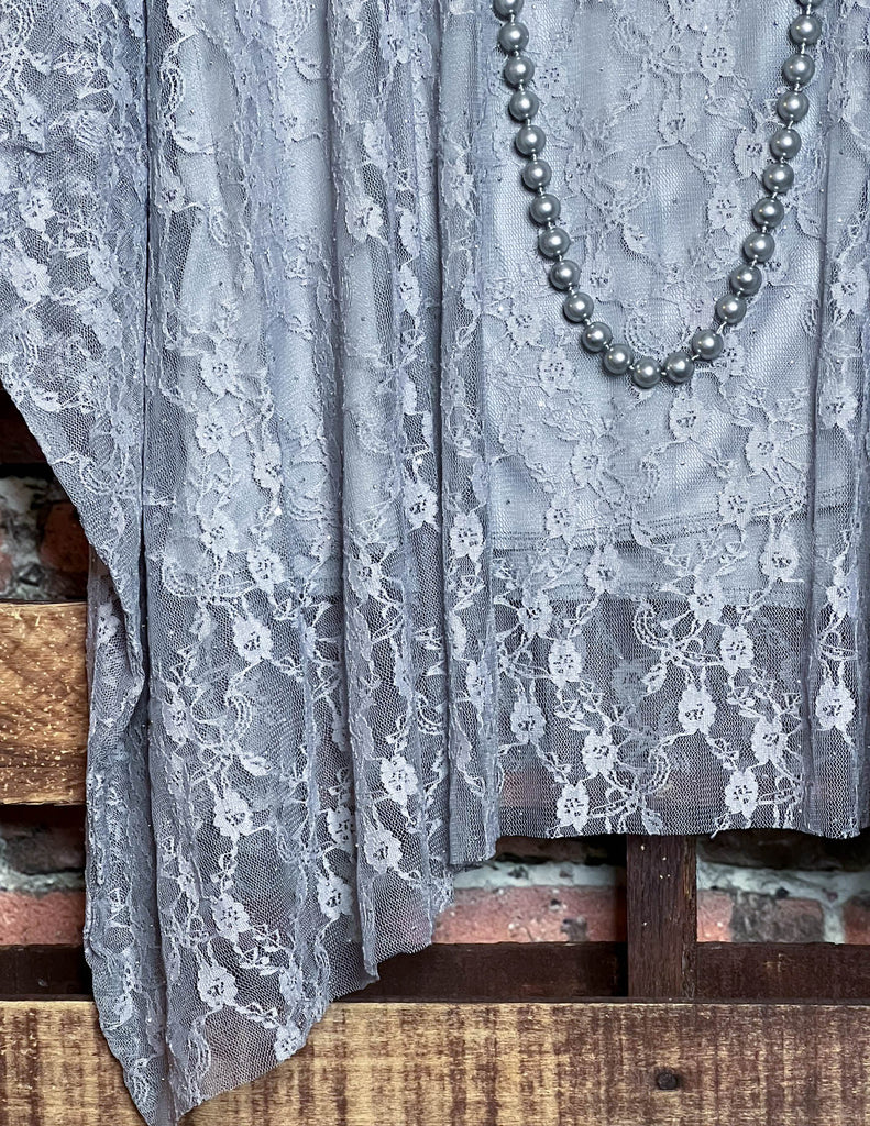 ANY EVENT STUNNING GRAY LACE TUNIC