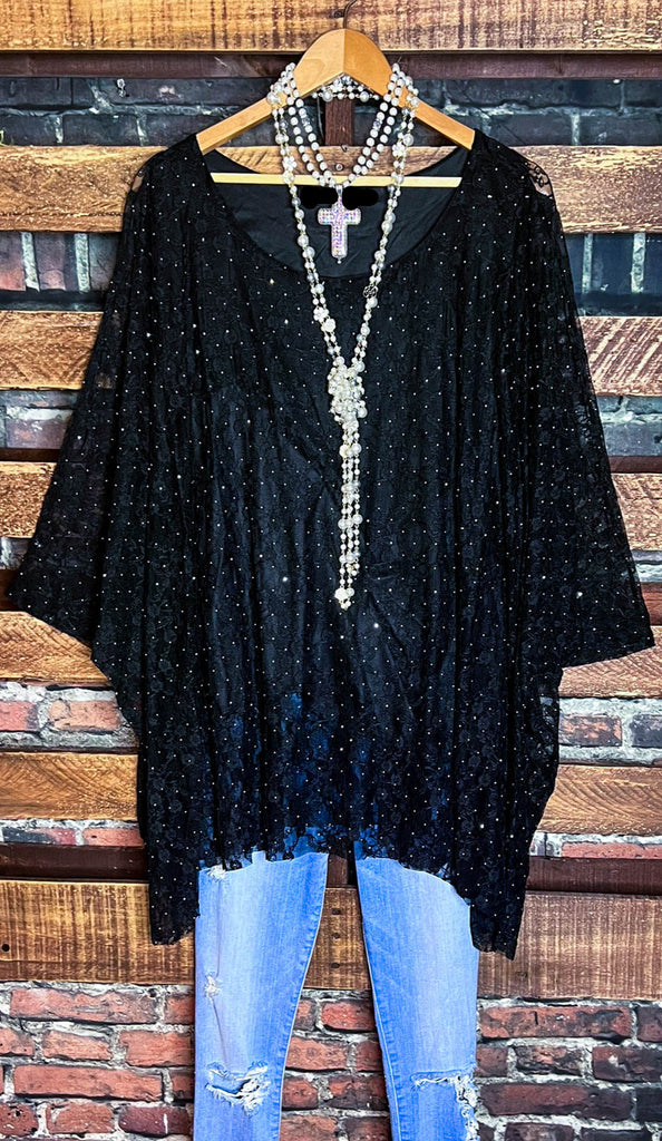 ANY EVENT STUNNING BLACK LACE TUNIC