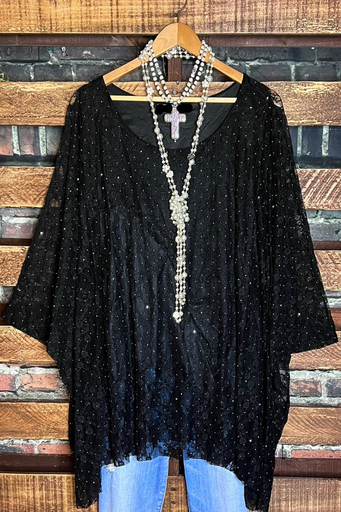 ANY EVENT STUNNING BLACK LACE TUNIC