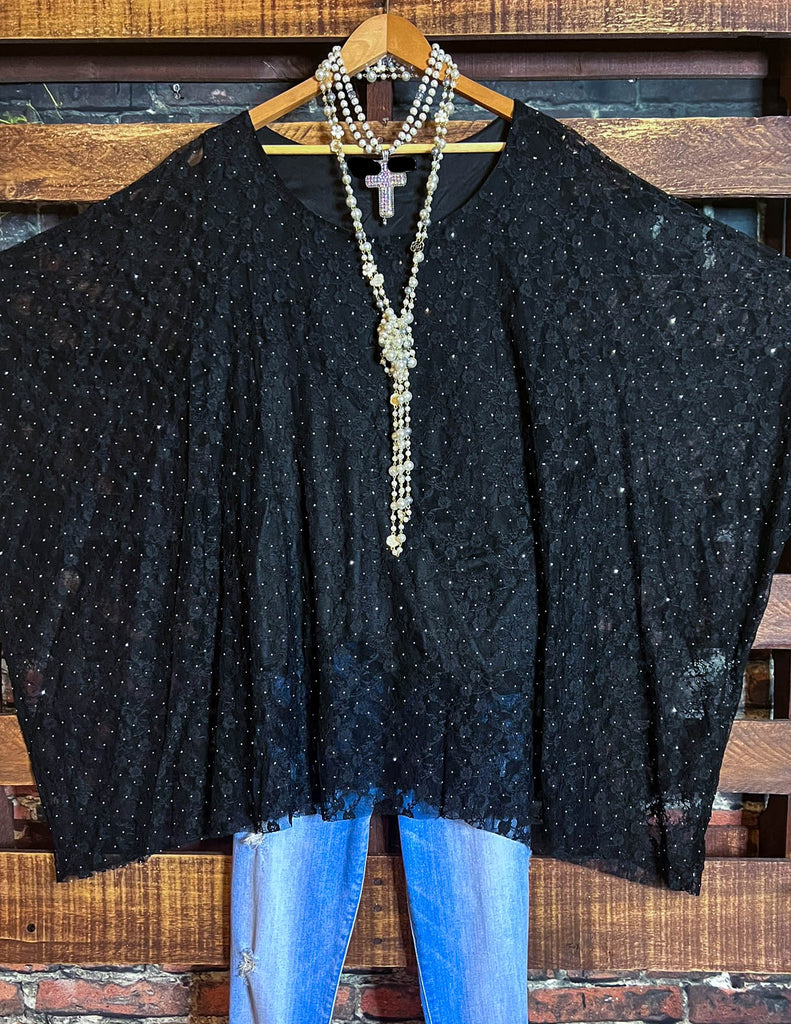 ANY EVENT STUNNING BLACK LACE TUNIC