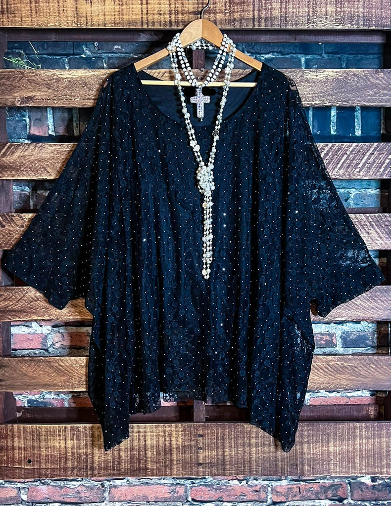 ANY EVENT STUNNING BLACK LACE TUNIC