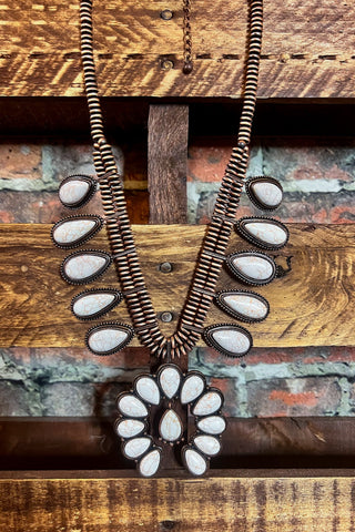 PRETTY CRYSTAL BEADED TASSEL NECKLACE IN BEIGE