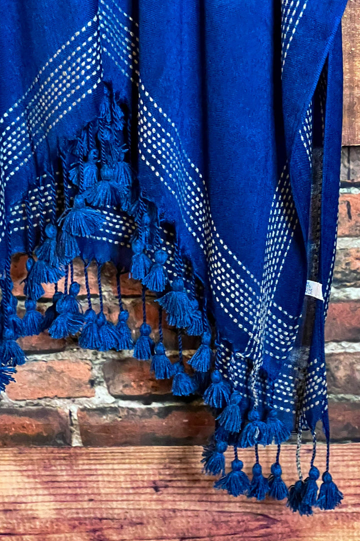 Going With The Wind Gauze Tassel Fringe Kimono in Navy Blue