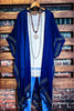 Going With The Wind Gauze Tassel Fringe Kimono in Navy Blue