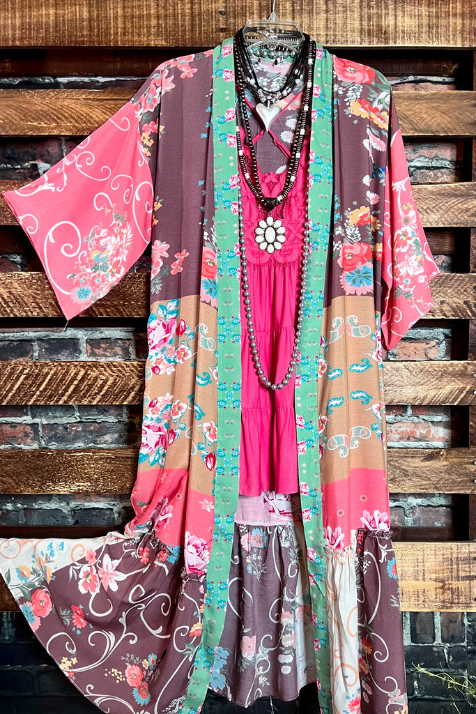 SEDONA SOUL BOHO MAXI KIMONO IN MULTI-COLOR