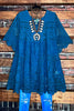 A FAIRYTALE PRETTY 100% COTTON CROCHET LACE TUNIC IN TEAL
