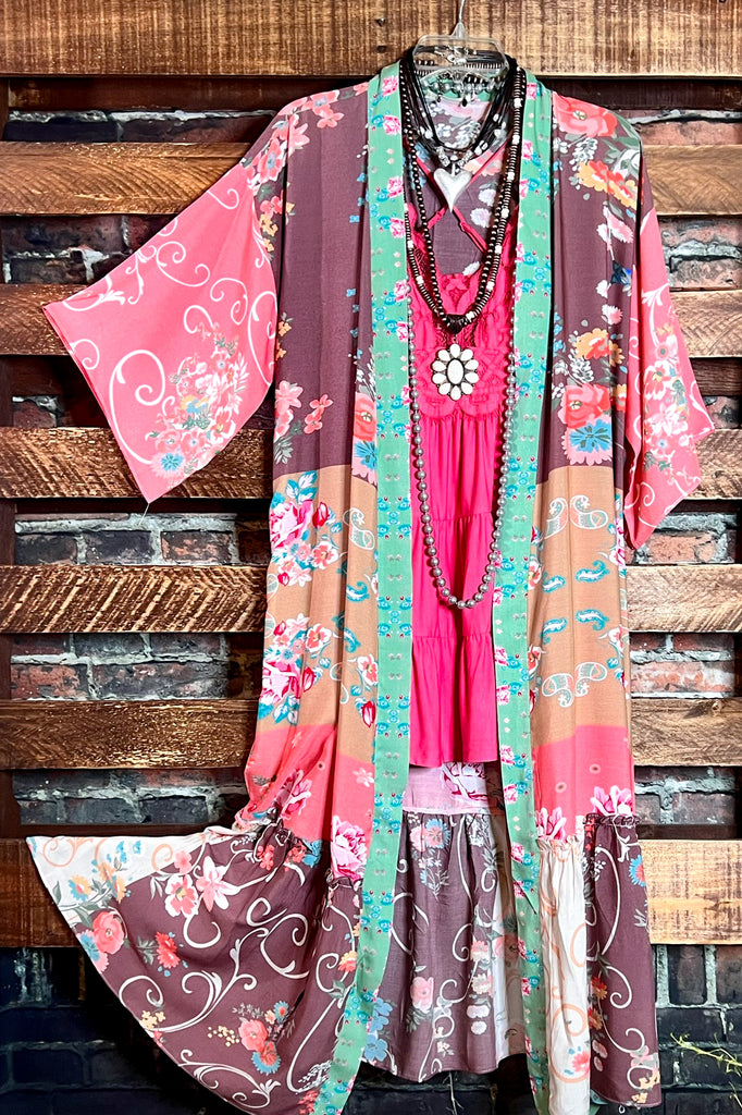 SEDONA SOUL BOHO MAXI KIMONO IN MULTI-COLOR