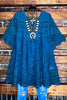 A FAIRYTALE PRETTY 100% COTTON CROCHET LACE TUNIC IN TEAL