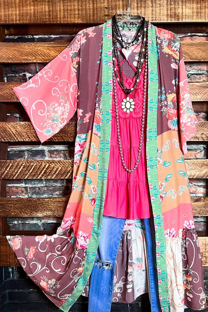 SEDONA SOUL BOHO MAXI KIMONO IN MULTI-COLOR