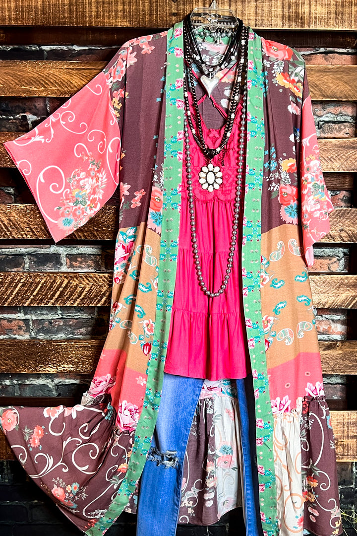 SEDONA SOUL BOHO MAXI KIMONO IN MULTI-COLOR