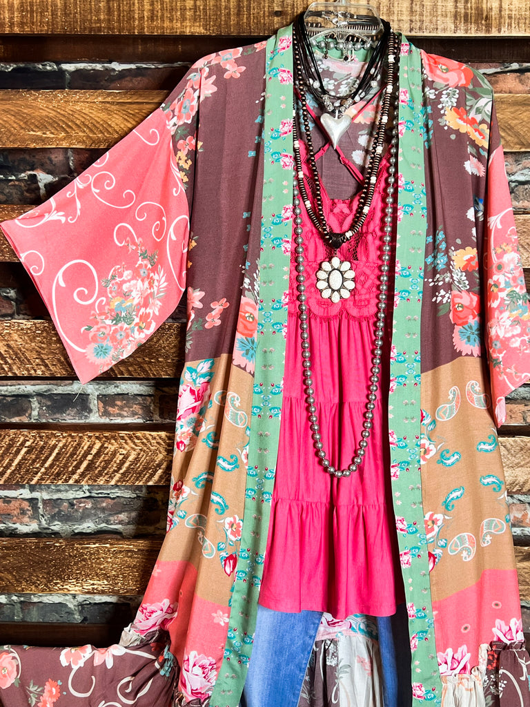 SEDONA SOUL BOHO MAXI KIMONO IN MULTI-COLOR