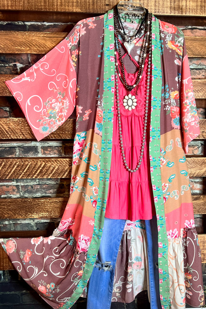 SEDONA SOUL BOHO MAXI KIMONO IN MULTI-COLOR