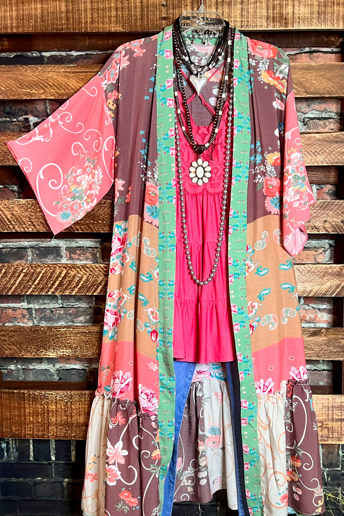 SEDONA SOUL BOHO MAXI KIMONO IN MULTI-COLOR