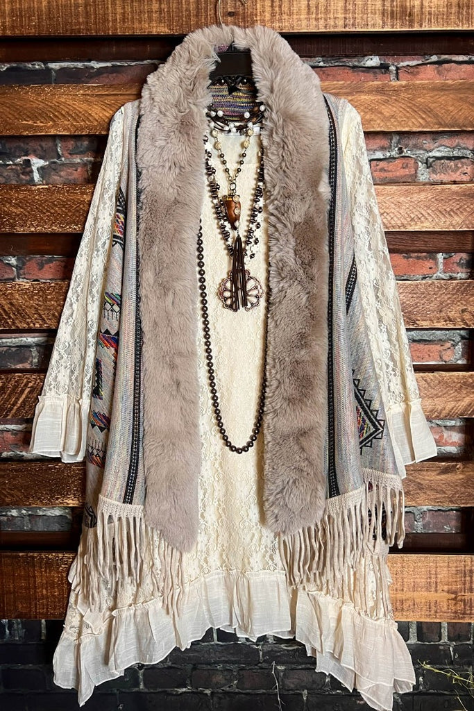 VEST IN TAUPE & MULTI ---------SALE