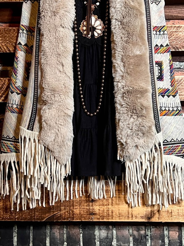 CACTUS & ARROW FLYING HIGH BOHO VEST IN TAUPE