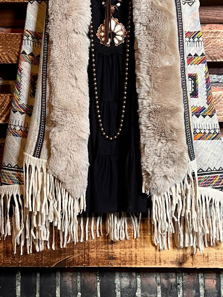 CACTUS & ARROW FLYING HIGH BOHO VEST IN TAUPE