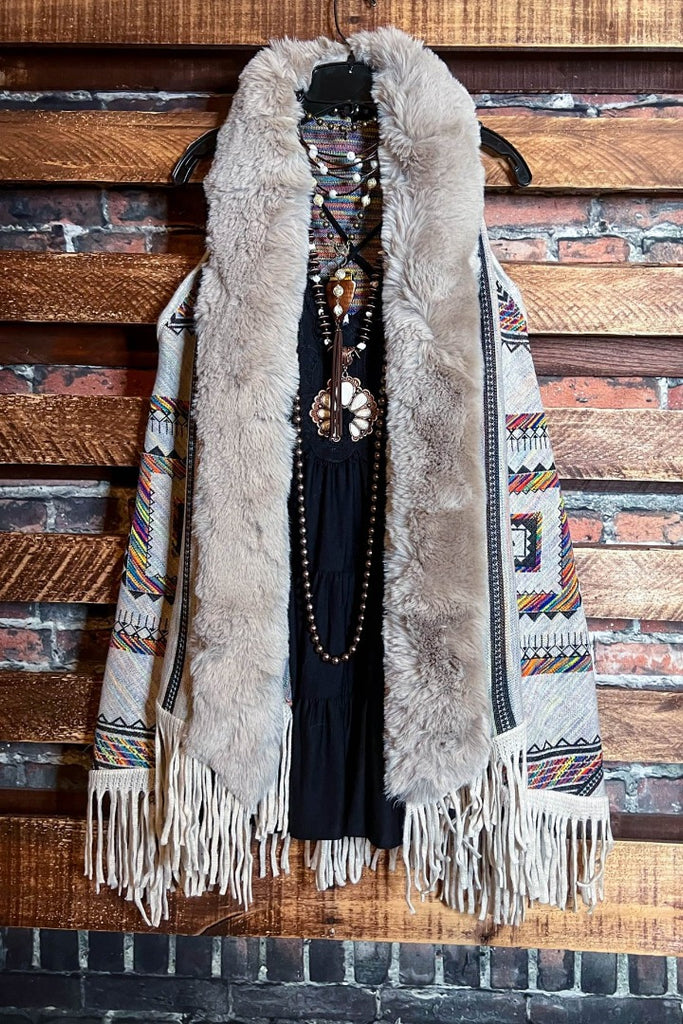 CACTUS & ARROW FLYING HIGH BOHO VEST IN TAUPE