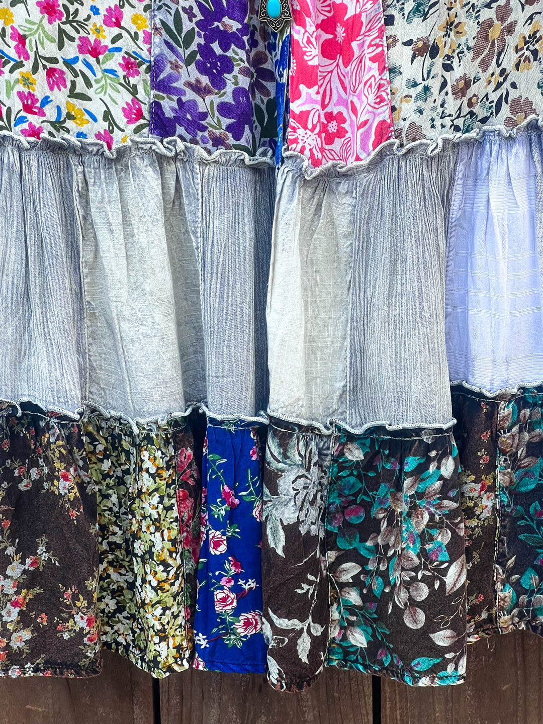 Patchwork Love Soul Tunic - Slate & Multi-Color
