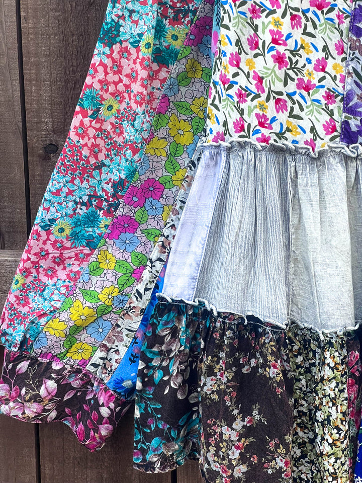 Patchwork Love Soul Tunic - Slate & Multi-Color