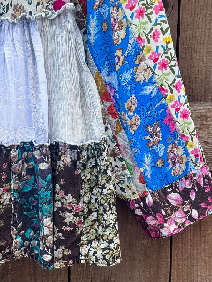 Patchwork Love Soul Tunic - Slate & Multi-Color