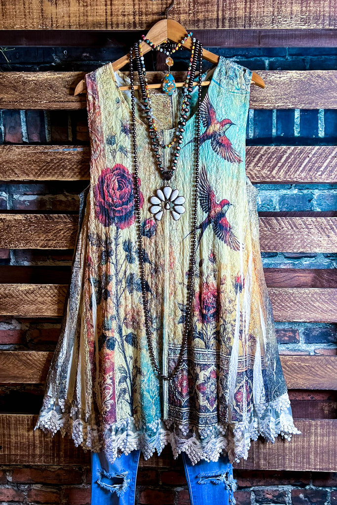 Worth The View Fab Print Lace Layering Tunic