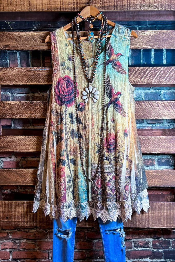 Worth The View Fab Print Lace Layering Tunic
