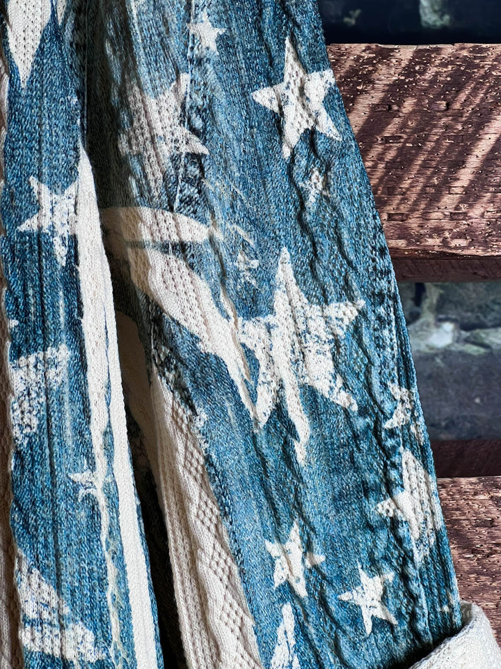 BLISSFUL MOMENTS LACE JACKET IN BLUE DENIM COLOR