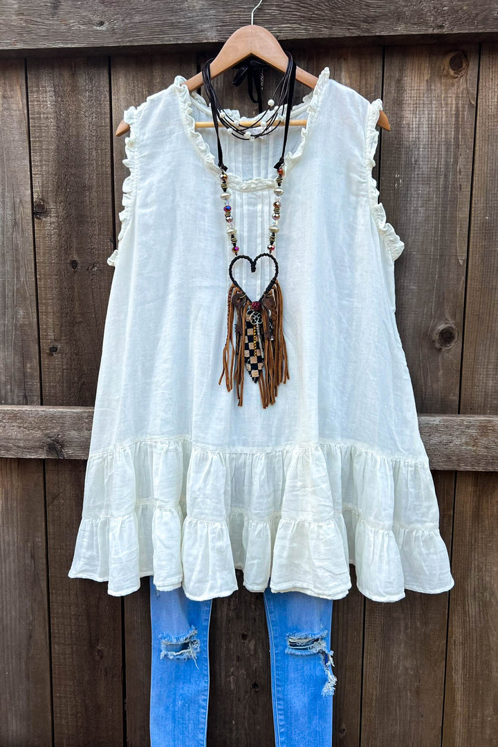 JUST THE SIMPLE THINGS 1OO% COTTON TUNIC - WHITE