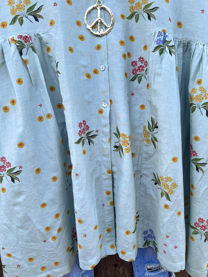 INFINITE POSSIBILITIES OVERSIZED LIGHTWEIGHT SHIRT IN BLUE SAGE