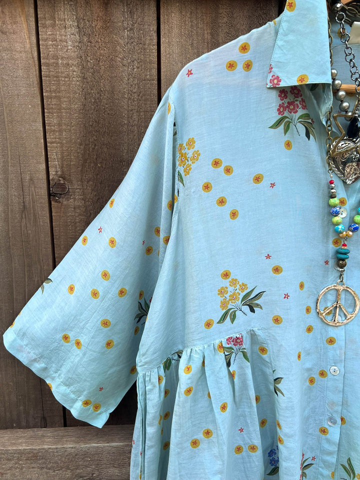 INFINITE POSSIBILITIES OVERSIZED LIGHTWEIGHT SHIRT IN BLUE SAGE