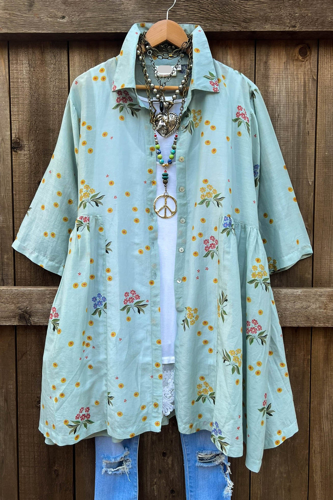 INFINITE POSSIBILITIES OVERSIZED LIGHTWEIGHT SHIRT IN BLUE SAGE