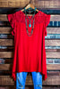CITY OF LOVE LACE TUNIC IN RED