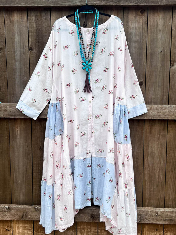 Lightly Covered Duster Oversized Light Blue/Pink