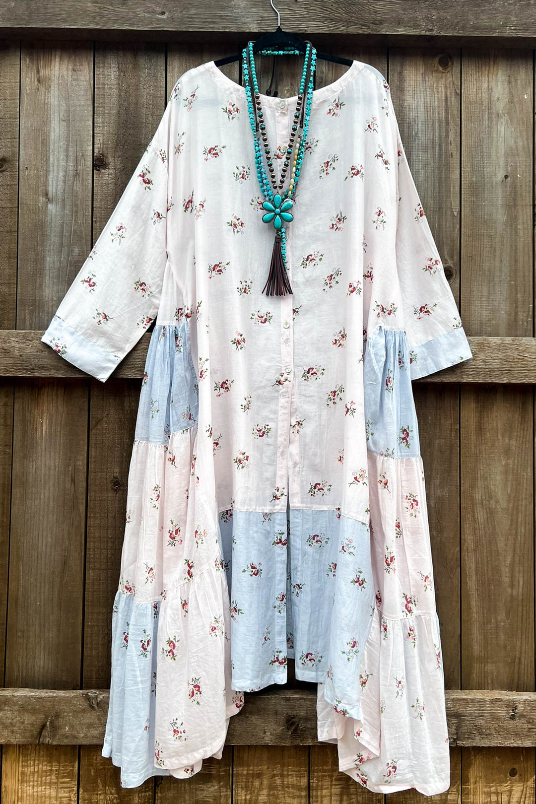Lightly Covered Duster Oversized Light Blue/Pink