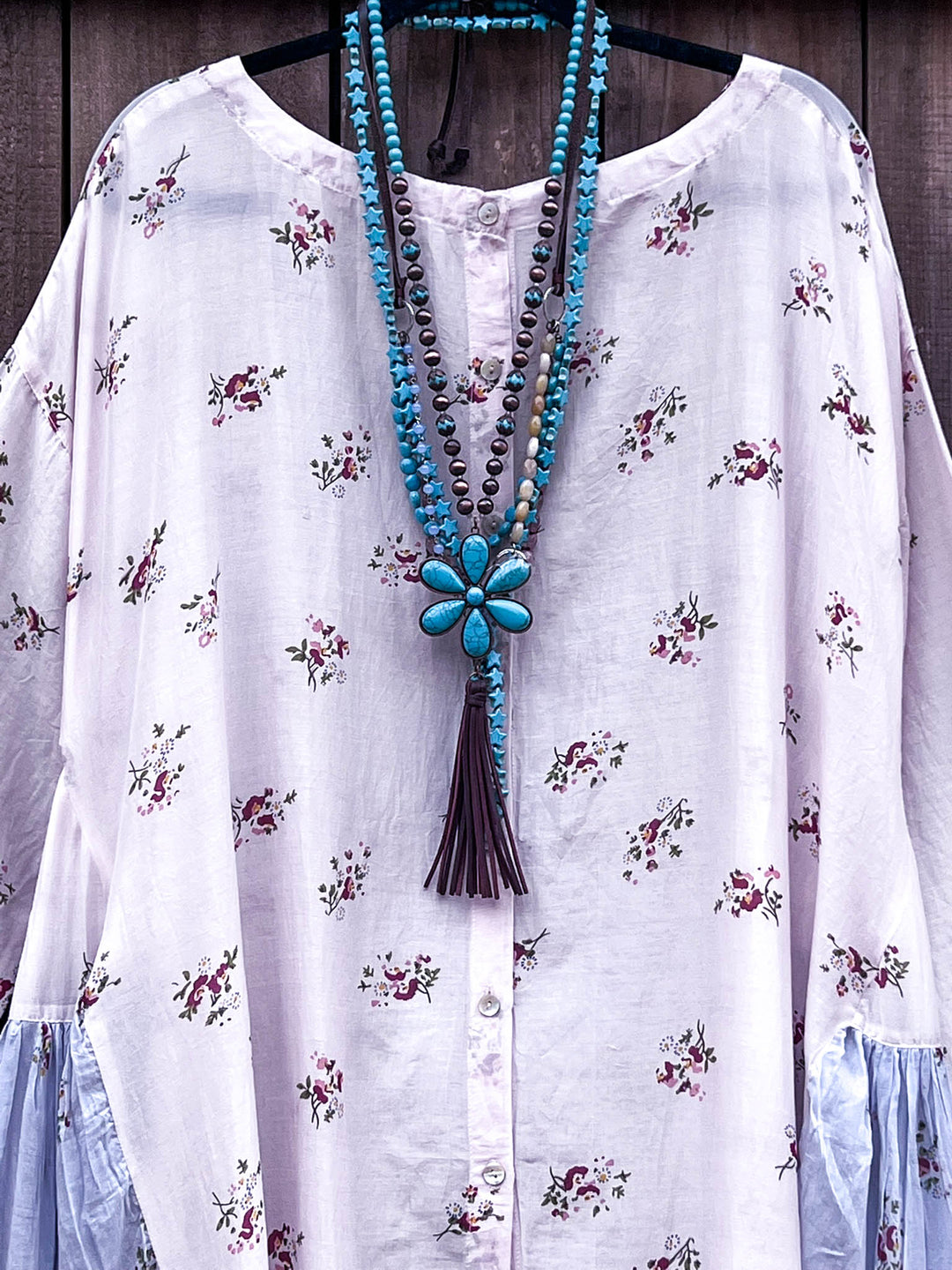 Lightly Covered Duster Oversized Light Blue/Pink